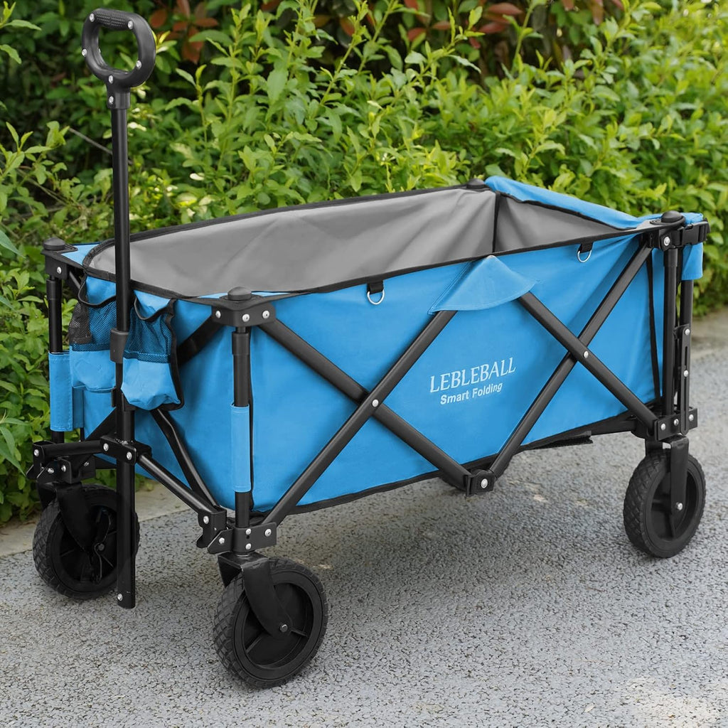 Orange Folding Utility Wagon Cart with 2 Cup Holders and Big Brake Wheels V88088