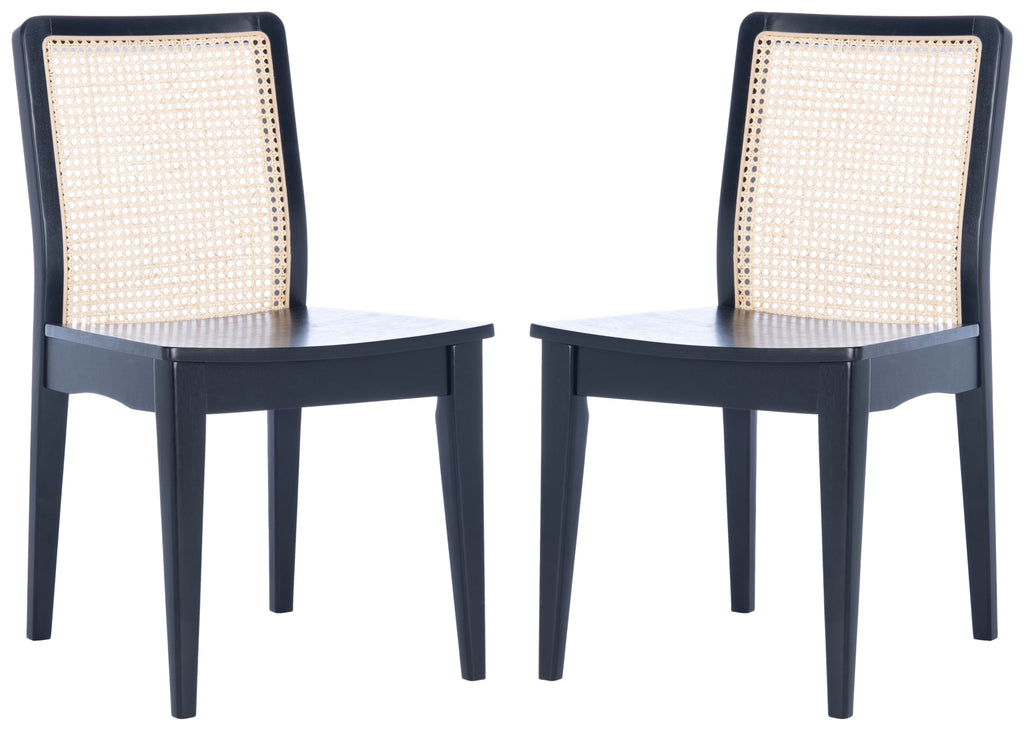 Rattan Dining Chair, Black/Natural, Set of 2 B782