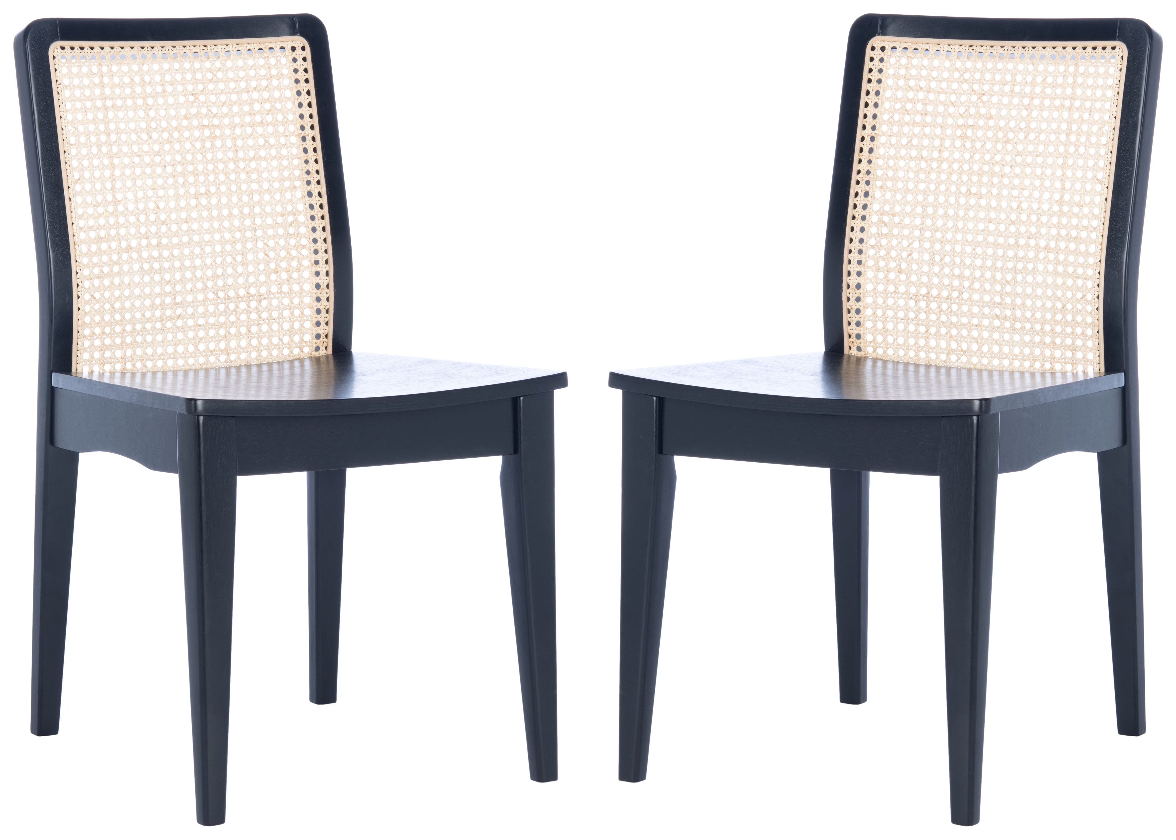 Rattan Dining Chair, Black/Natural, Set of 2 B782