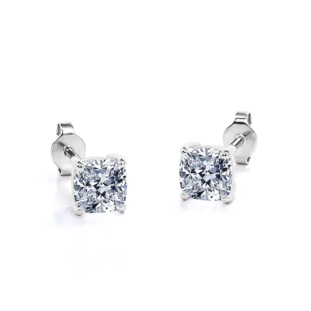 3 Carat Cushion Cut Moissanite Solitaire Stud Earrings C531