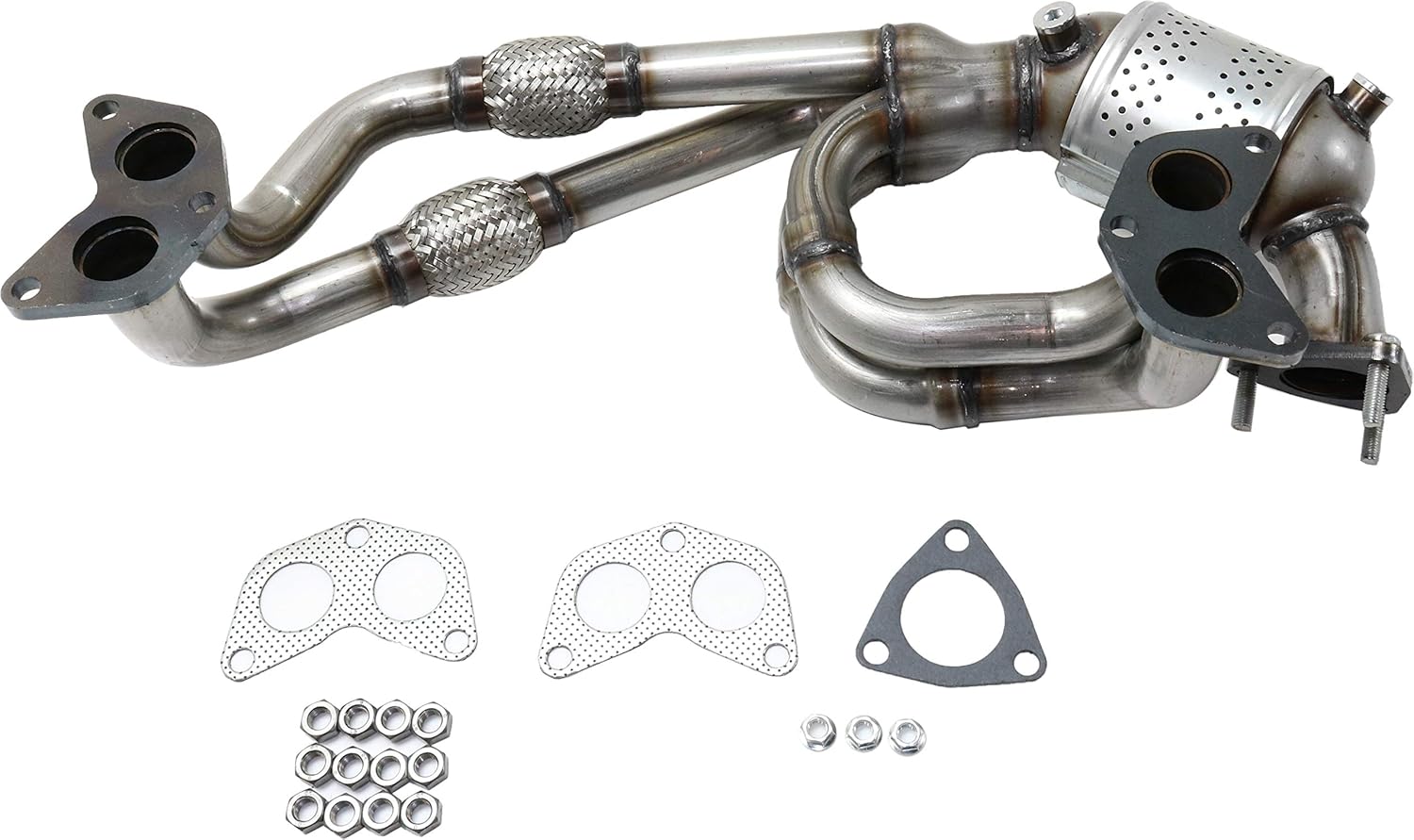 Front Catalytic Converter with 3 Gaskets, 3 Stud Bolts, 9 Nuts H762