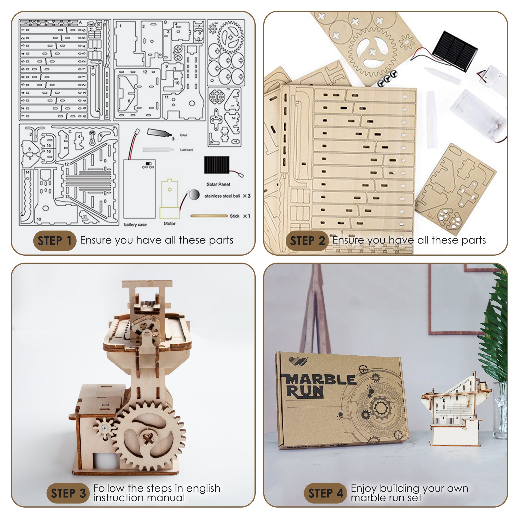 3D Wooden Puzzle Mechanical Gears Set DIY Assembly Model Kits Brain Teaser Games Building Set B514260