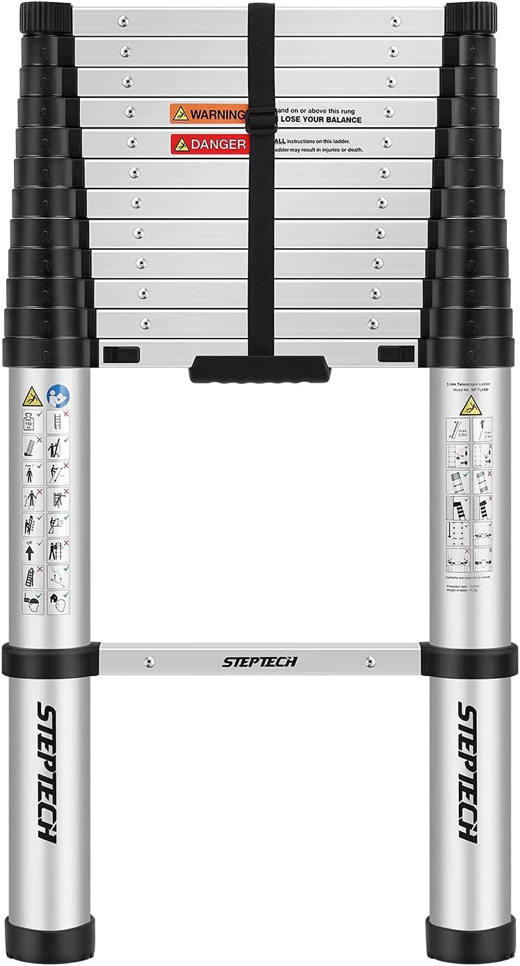 Telescoping Ladder 12.5 feet Aluminum Folding Lightweight Ladder 330 lbs Capacity A25719
