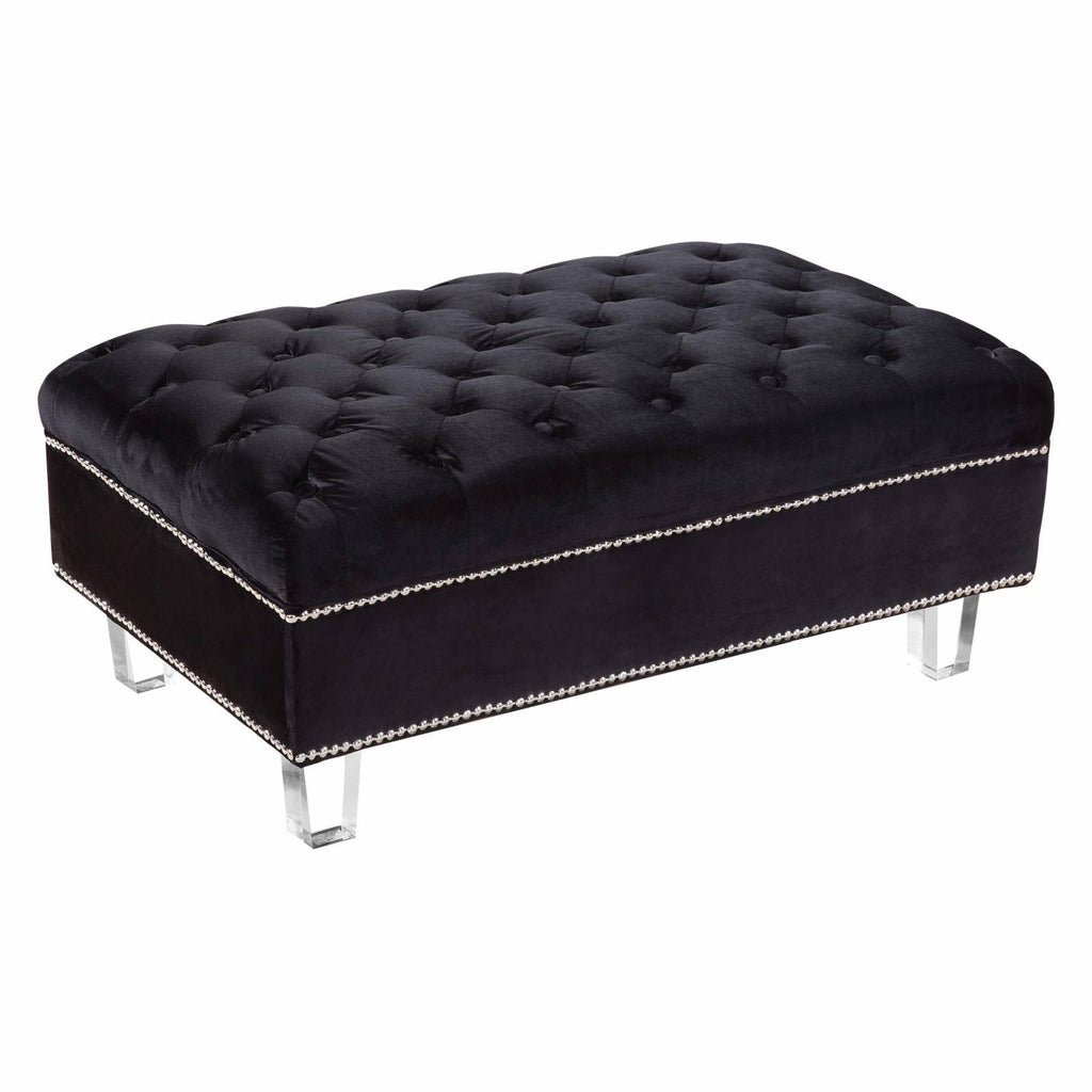 Black Velvet Ottoman B43060