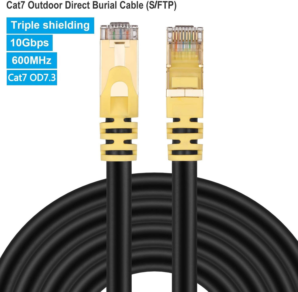 Cat 7 Outdoor Ethernet Cable 300ft RJ45 10Gbps 600Mhz M150066