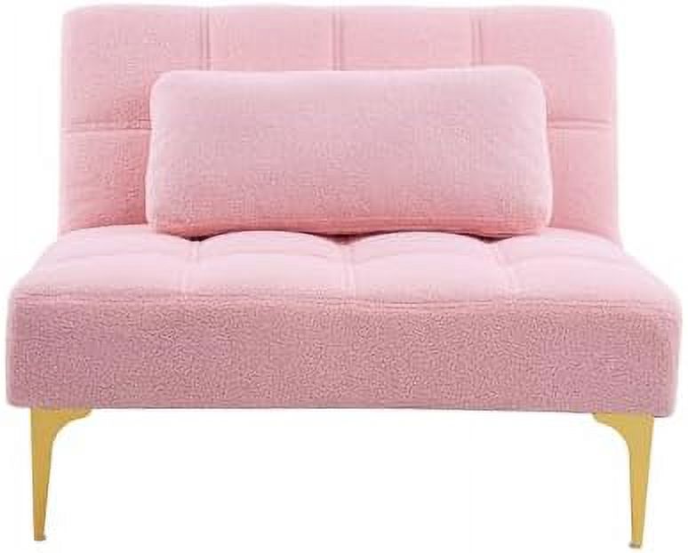 White Teddy Fabric Convertible Sofa Bed with Toss Pillows C242