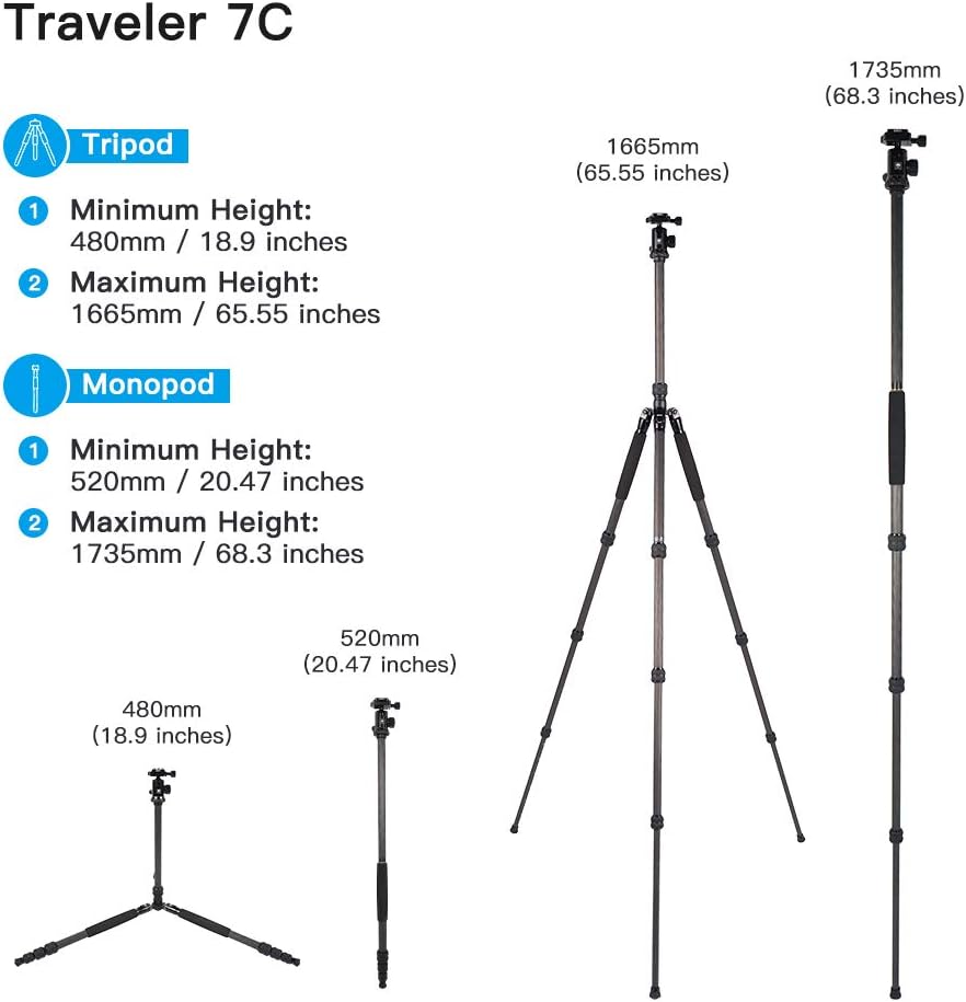 Carbon Fiber Camera Tripod with Ball Head and Quick Release Plate I713986