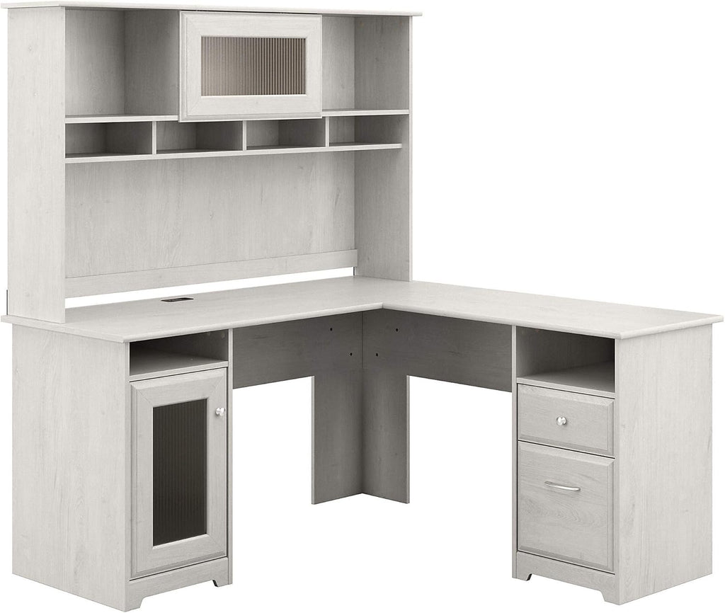 L Shaped Computer Desk with Hutch, 60W, Ash Gray K585813