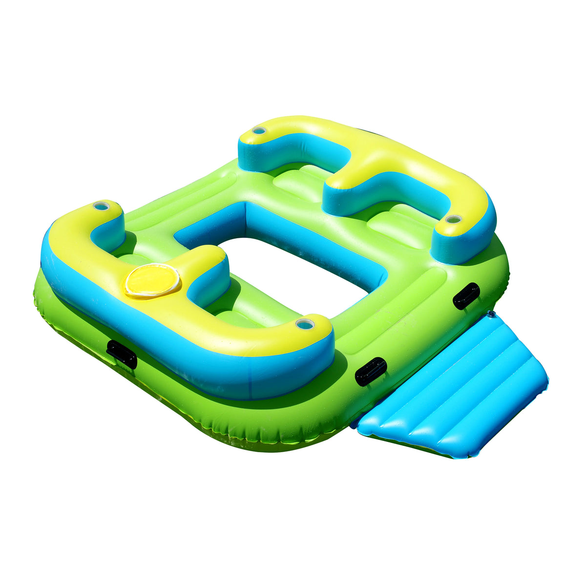 Inflatable Floating Island Lounge Raft with Cup Holders and Coolers - 4 Person D403140