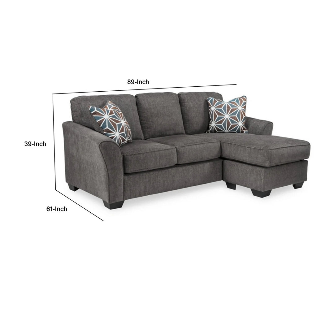 89 Inch Sofa with Chaise, 2 Throw Pillows, Ottoman Q97514