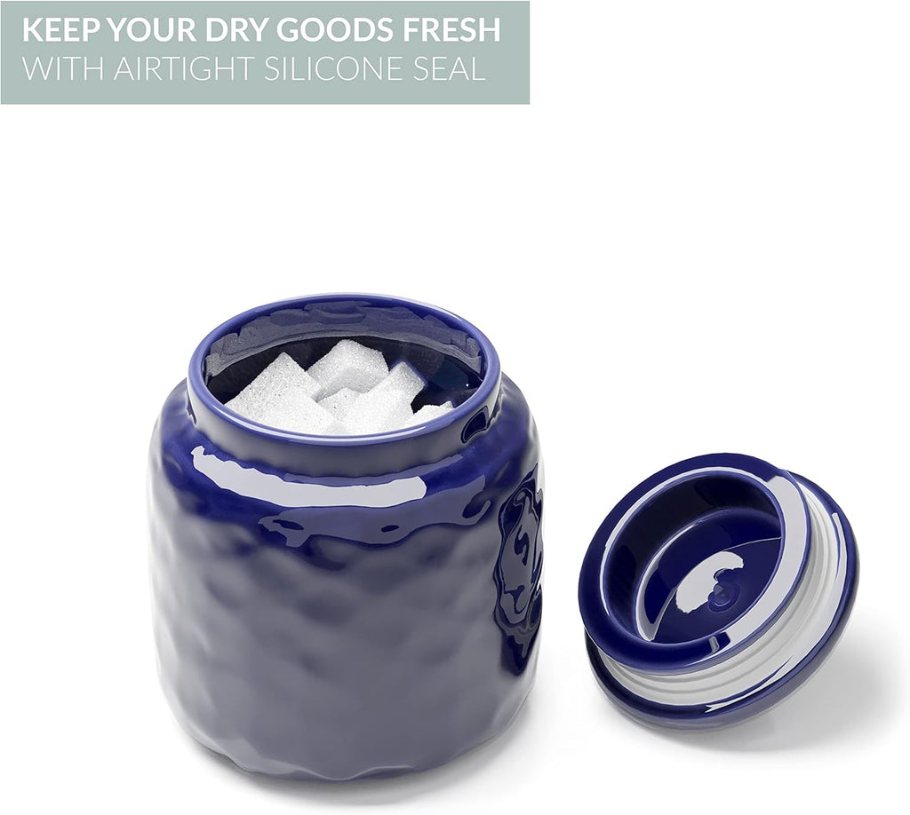 Royal Blue Ceramic Airtight Kitchen Canister with Lid D462