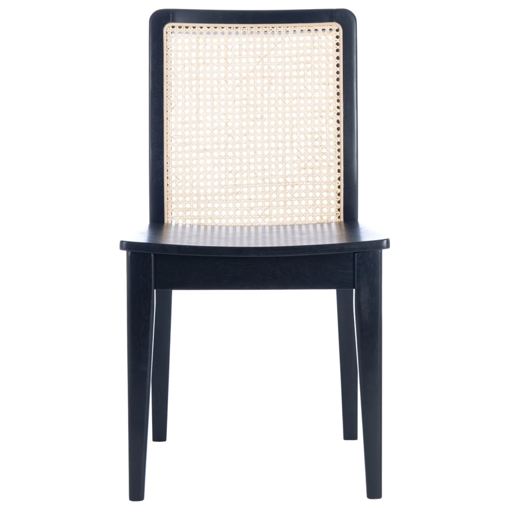 Rattan Dining Chair, Black/Natural, Set of 2 B782