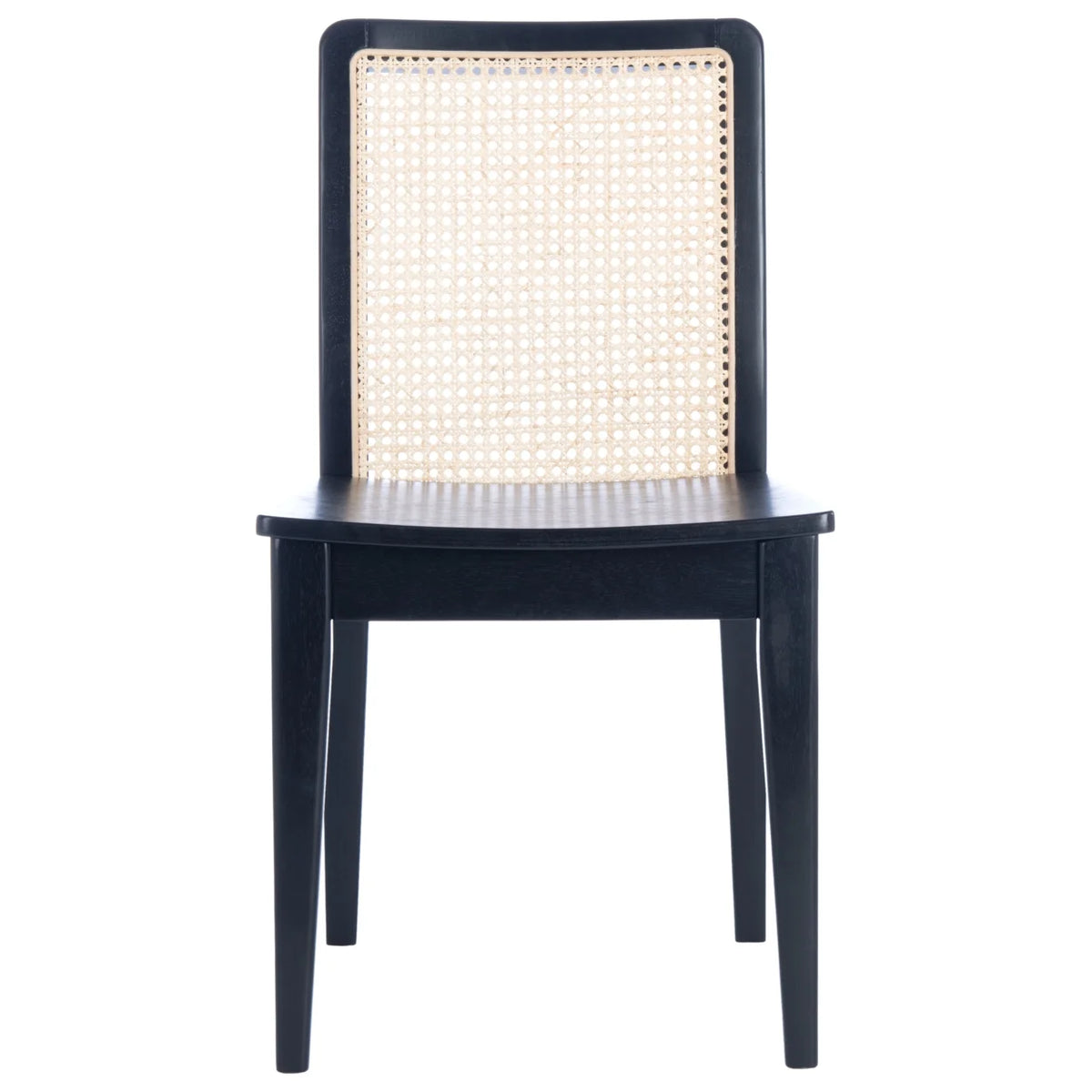 Rattan Dining Chair, Black/Natural, Set of 2 B782