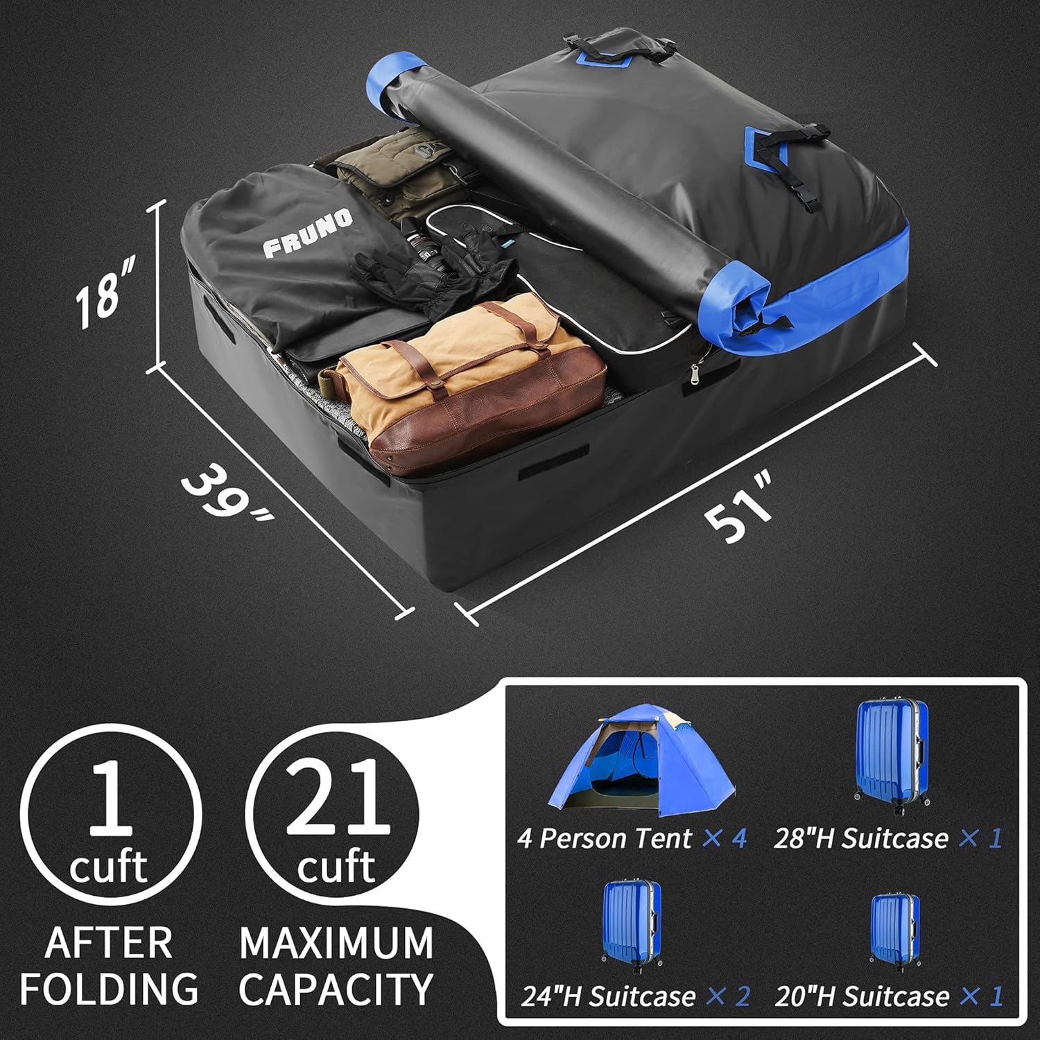 21 CUFT Waterproof Rooftop Cargo Carrier A1616