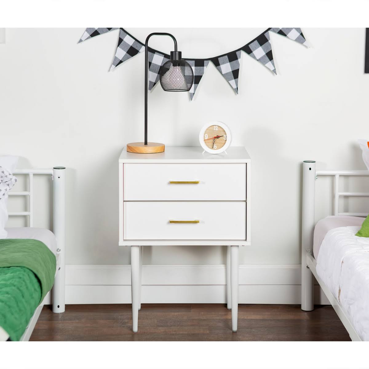 White Two-Drawer Side Table T489