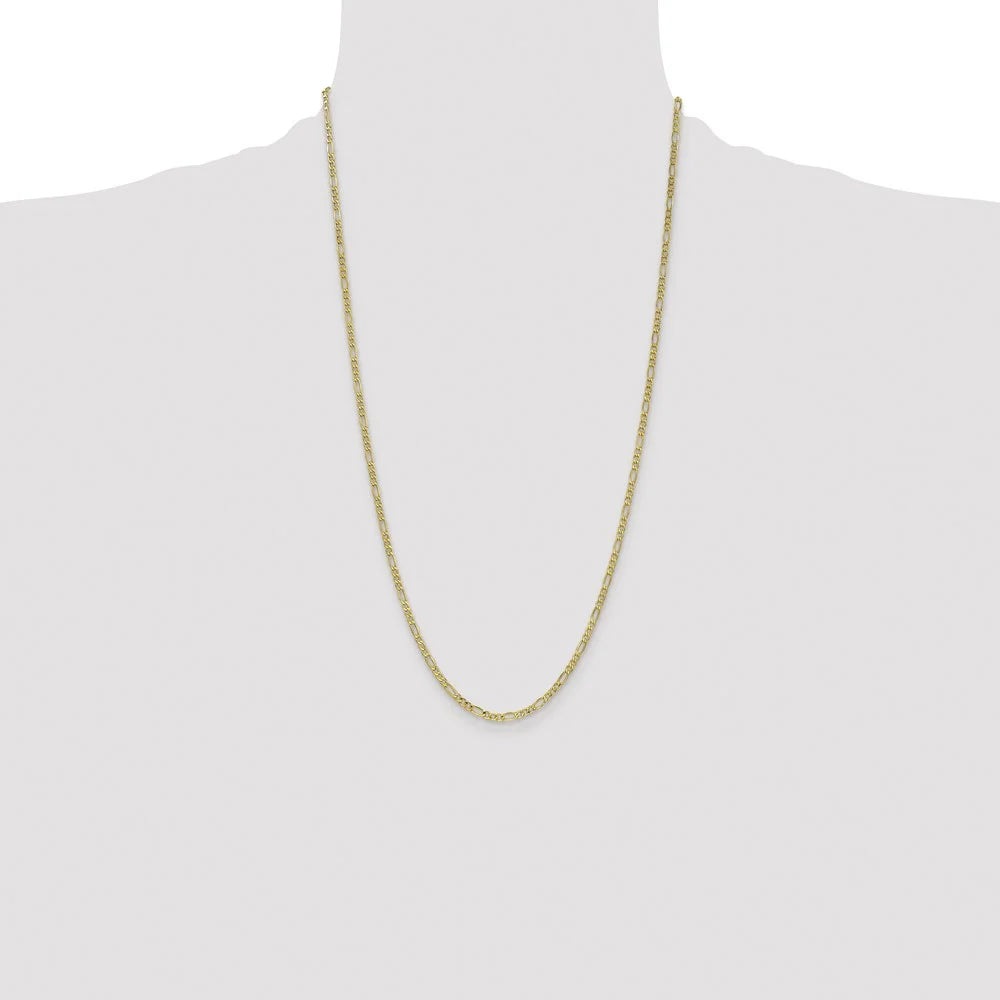 14K 26 inch 2.5mm Semi-Solid Figaro Chain with Lobster Clasp X4096