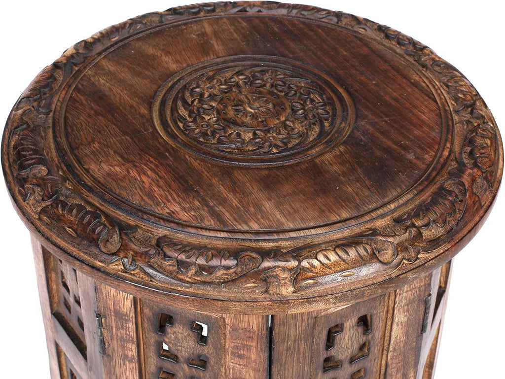 White Antique Solid Wood Octagonal End Table H619526