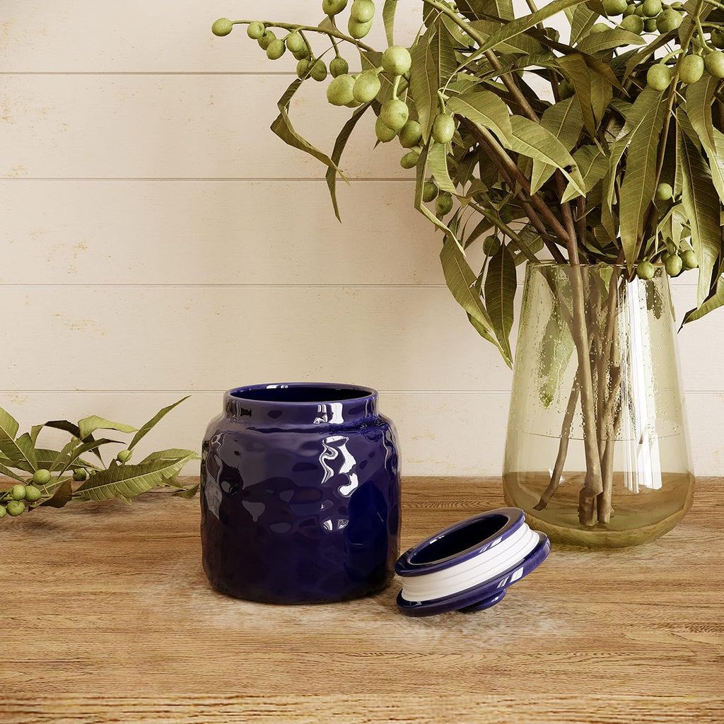 Royal Blue Ceramic Airtight Kitchen Canister with Lid D462
