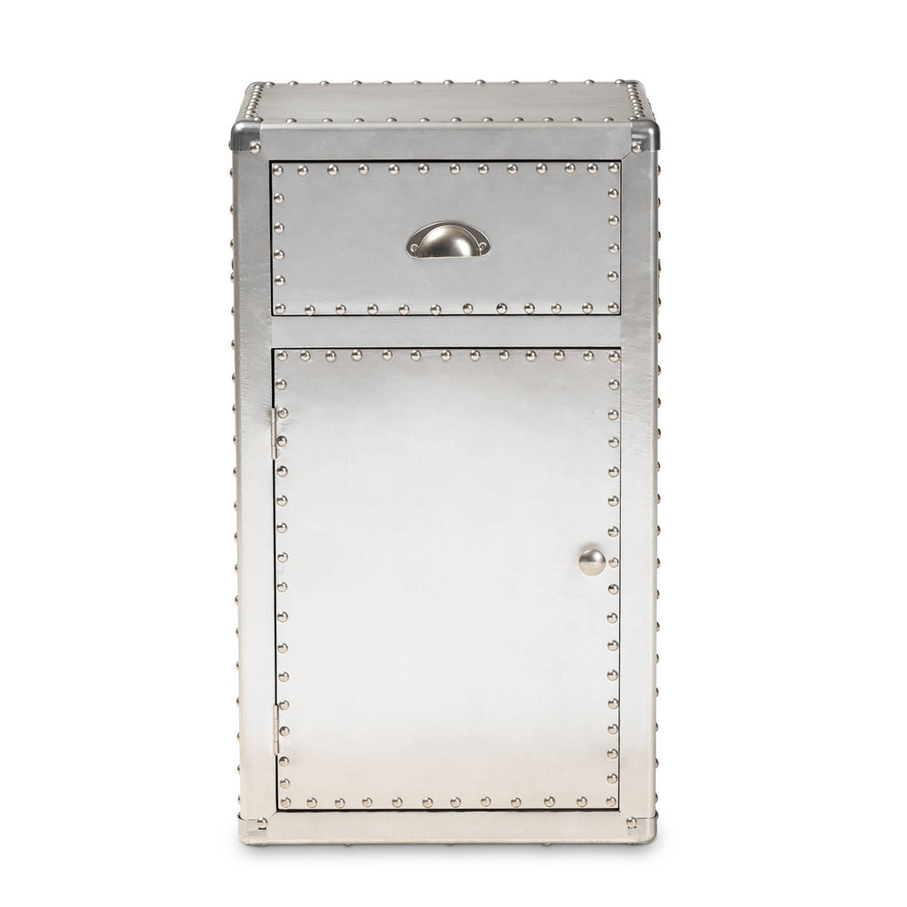 Silver 1-Door Metal Accent Storage Cabinet K88270