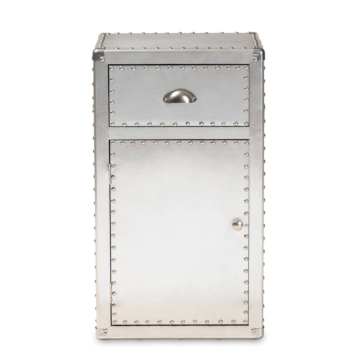 Silver 1-Door Metal Accent Storage Cabinet K88270