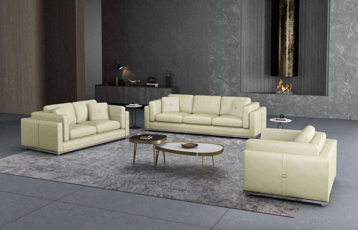 Off White Italian Leather Loveseat O4611
