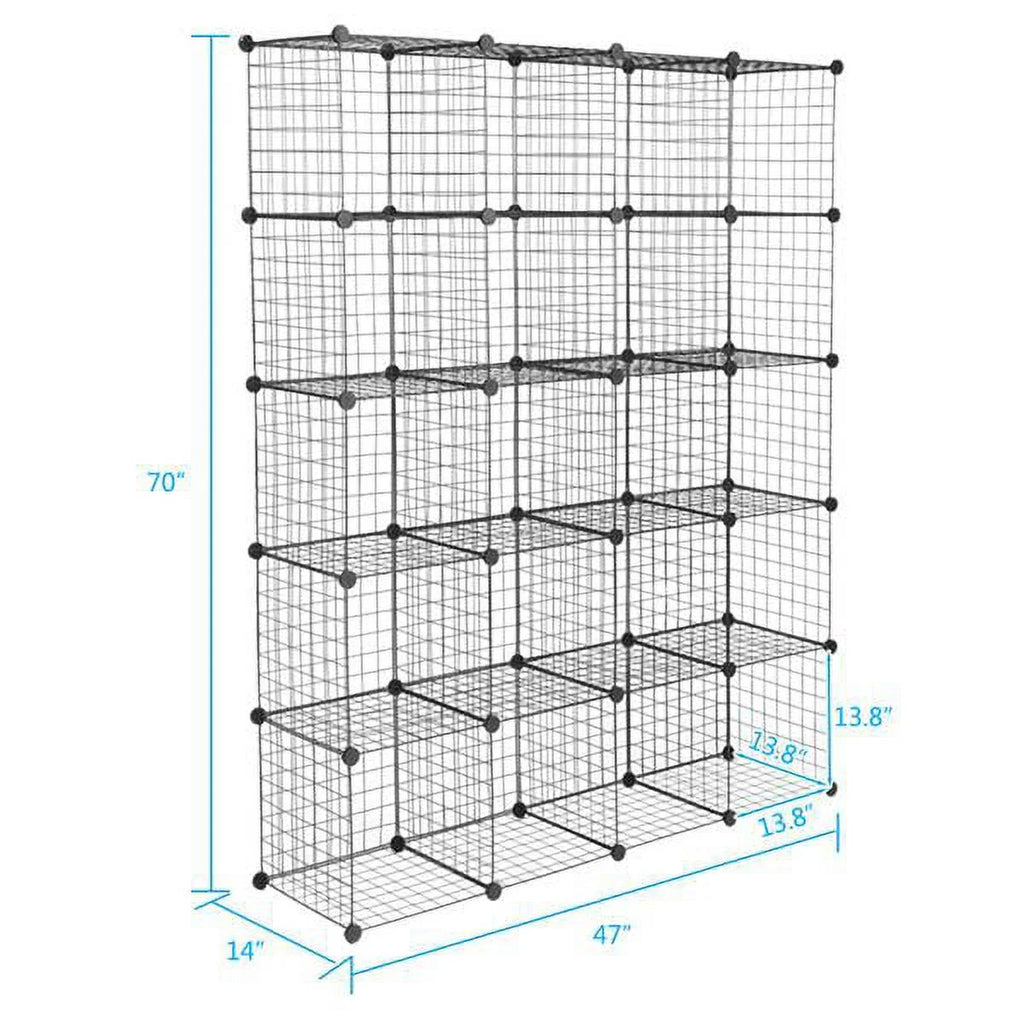 20-Cube Metal Grid Storage Shelves Organizer Bookcase S887736