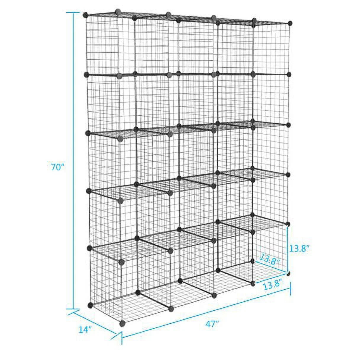 20-Cube Metal Grid Storage Shelves Organizer Bookcase S887736
