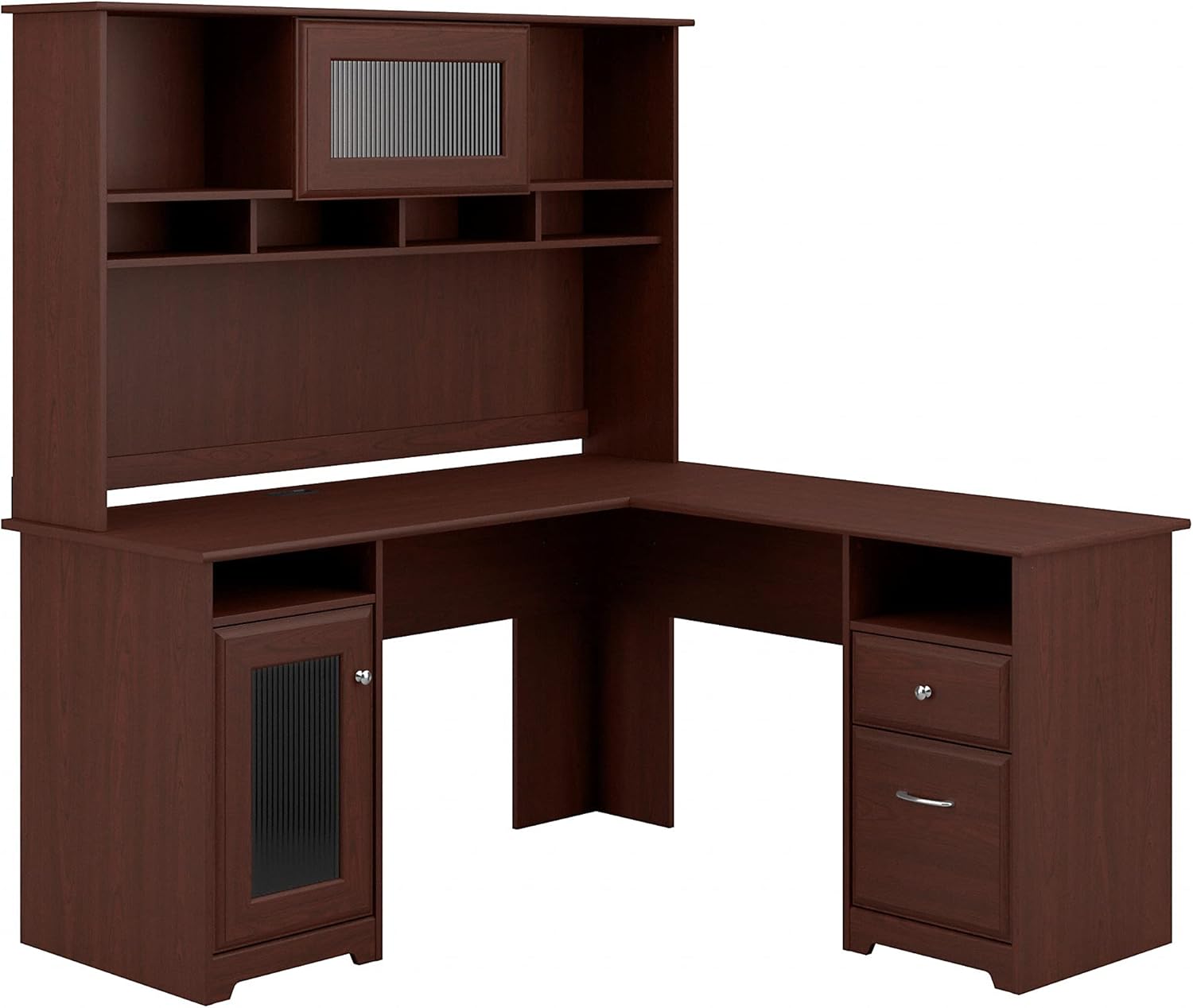 L Shaped Computer Desk with Hutch, 60W, Ash Gray K585813
