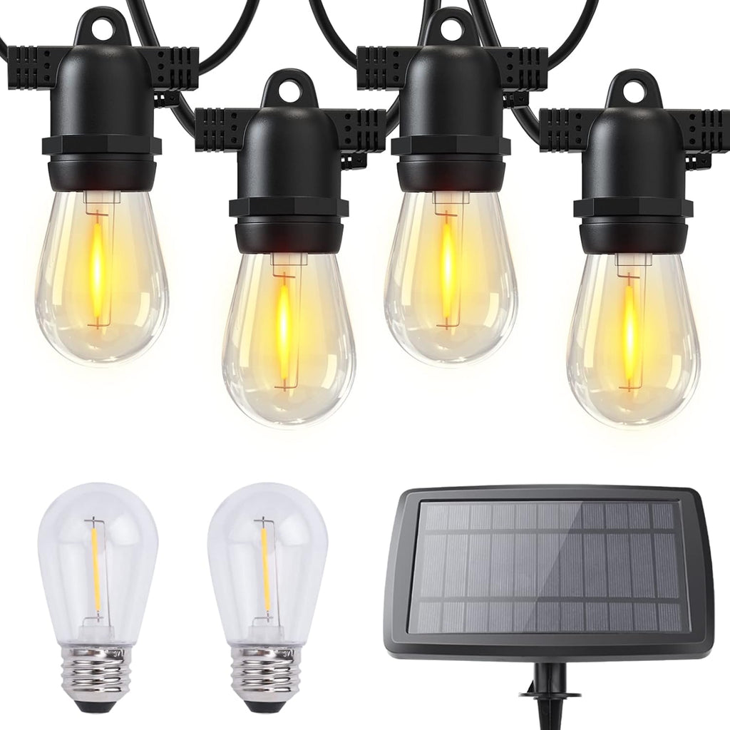 Solar String Lights 15+2 LED Bulbs Waterproof 2700K USB Rechargeable F225649