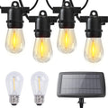 Solar String Lights 15+2 LED Bulbs Waterproof 2700K USB Rechargeable F225649