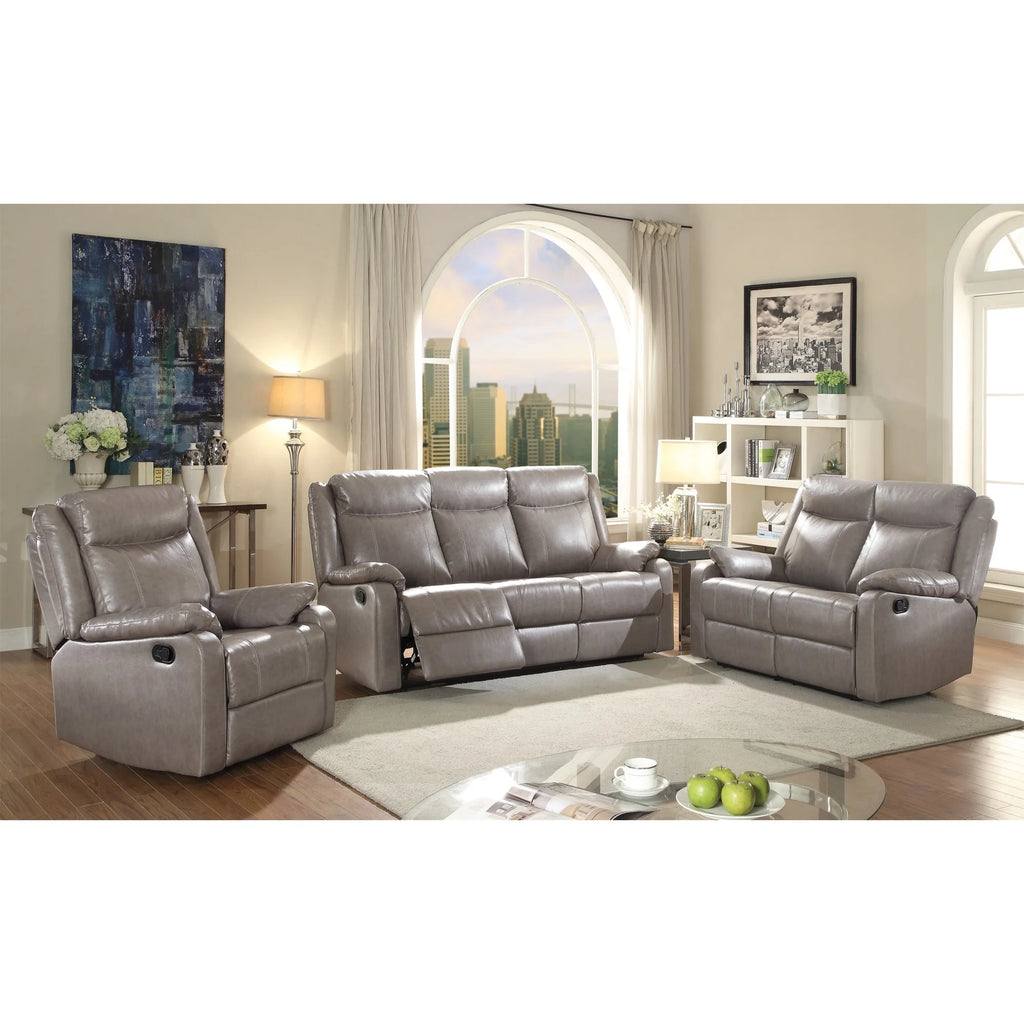 Gray Faux Leather 3-Seater Reclining Sofa L873415