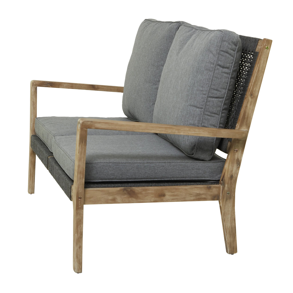 Dark Gray Wood Outdoor Sofa with Cushions E308