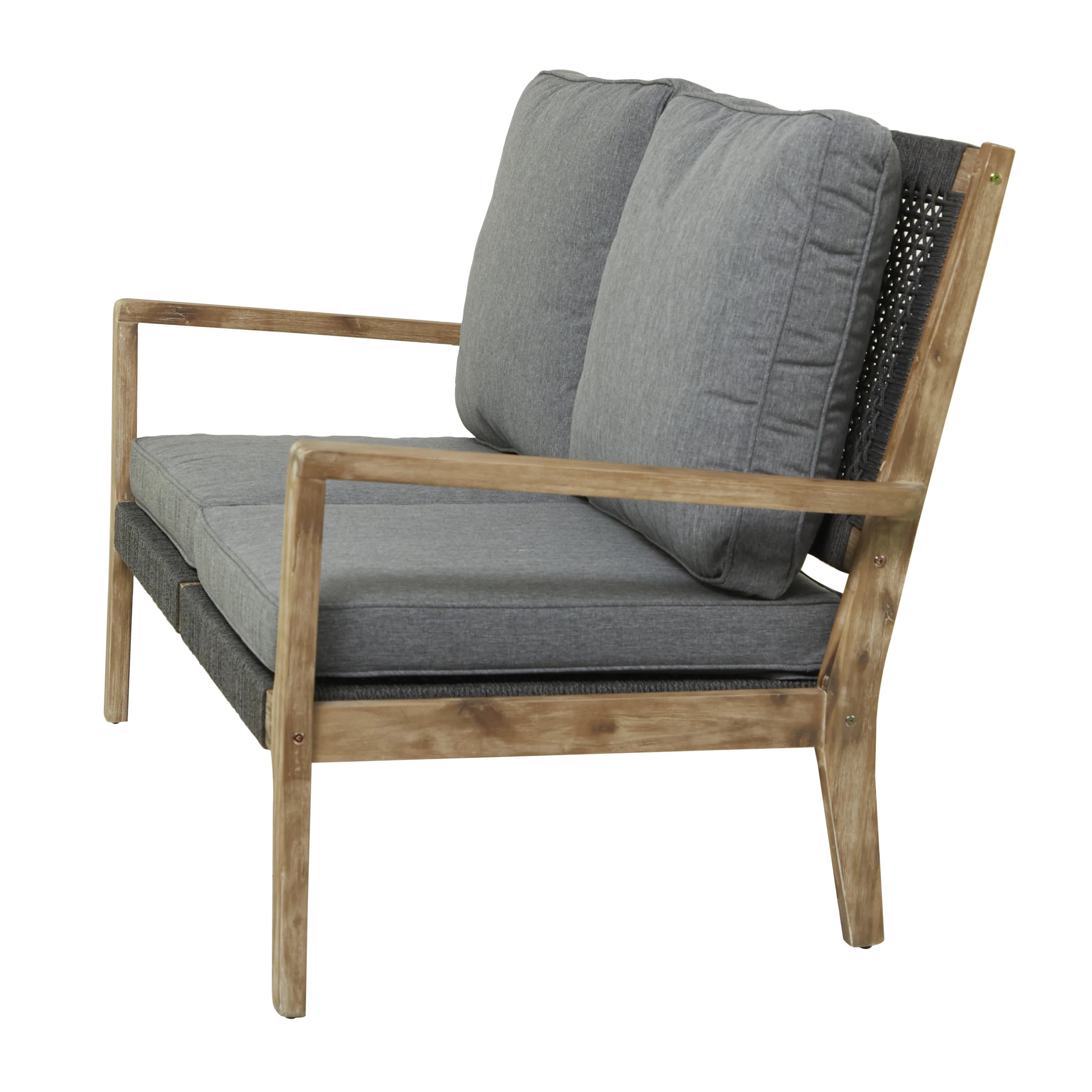 Dark Gray Wood Outdoor Sofa with Cushions E308