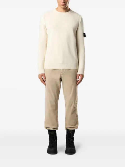 Stone Island 5100072 lambswool crewneck sweater with reverse stitch details