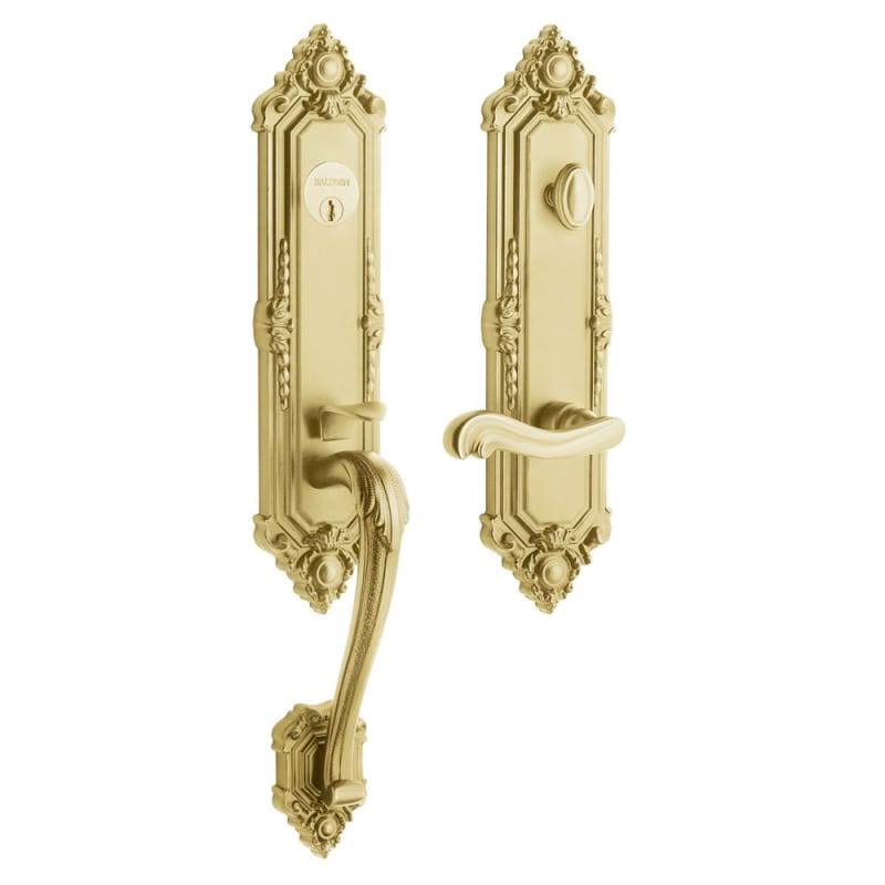 Satin Brass and Brown Tubular Handleset L269081
