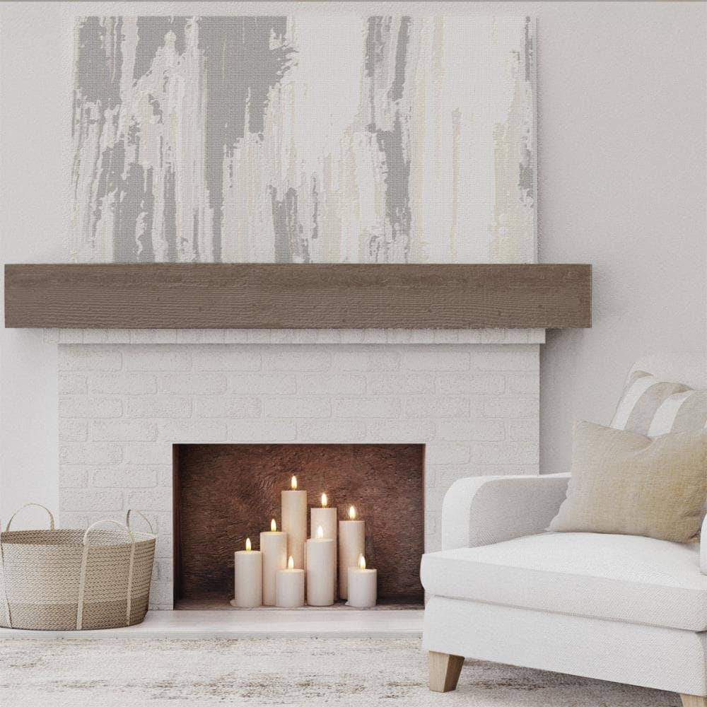 Rough Sawn Faux Wood Fireplace Mantel, Vintage Mahogany J2220