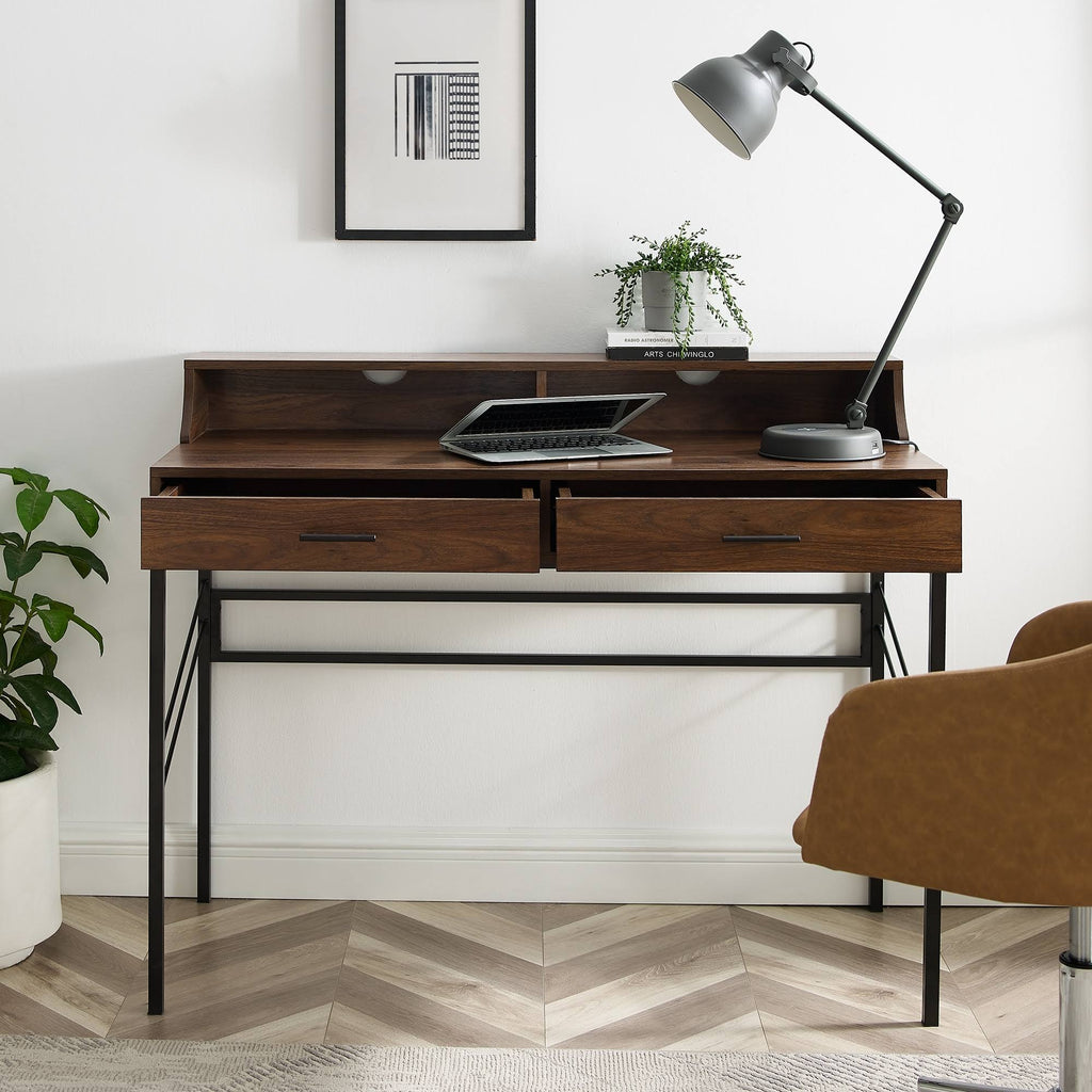 2-Drawer Desk and Hutch - Cerused Ash C95884