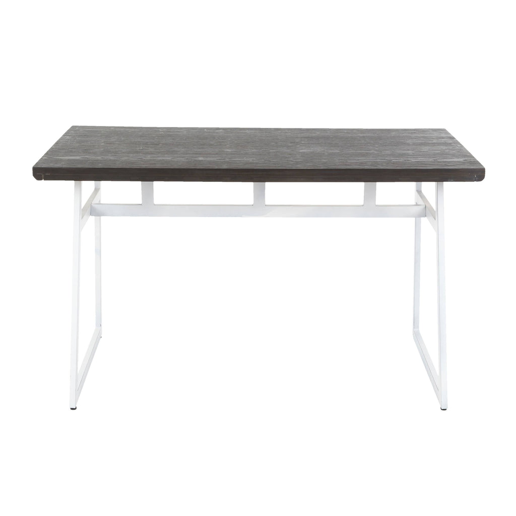 Vintage White Espresso Industrial Dining Table K29395
