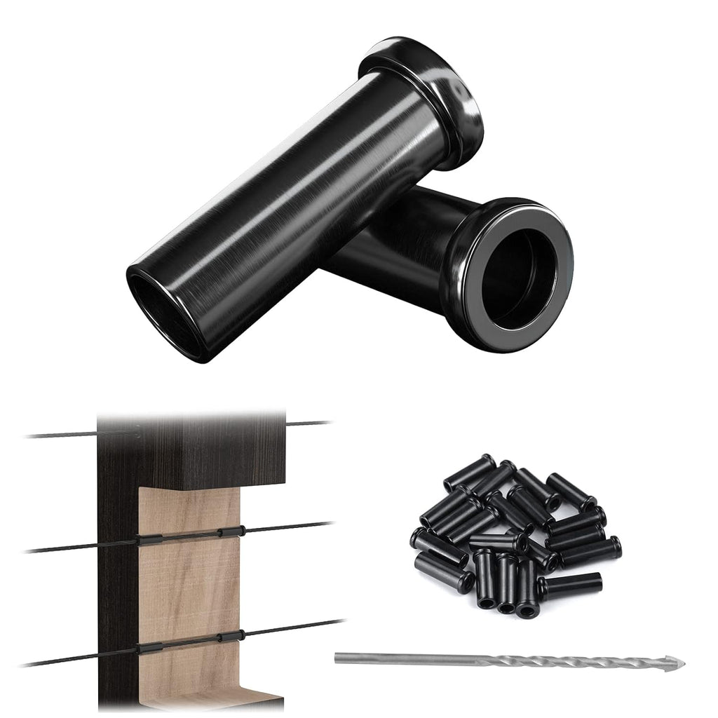 Black Stainless Steel Cable Railing Kit Hardware for 1/8 Wire Rope Wood Posts T316 Marine Grade L93818