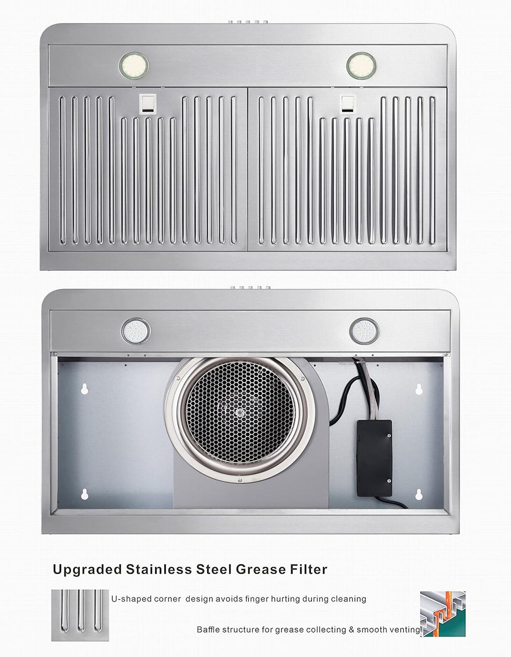 30 Inch Under Cabinet Range Hood, Stainless Steel, 400 CFM O87745