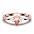 1.25 Carat Pear Cut Morganite And Diamond Moissanite Engagement Ring in 10k Solid Rose Gold W71233