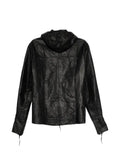 Ma+ detachable-hood leather biker jacket