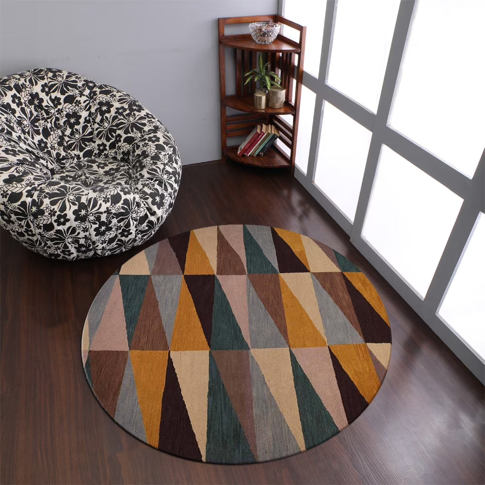 Hand Tufted Wool Round Multicolor Area Rug B76940
