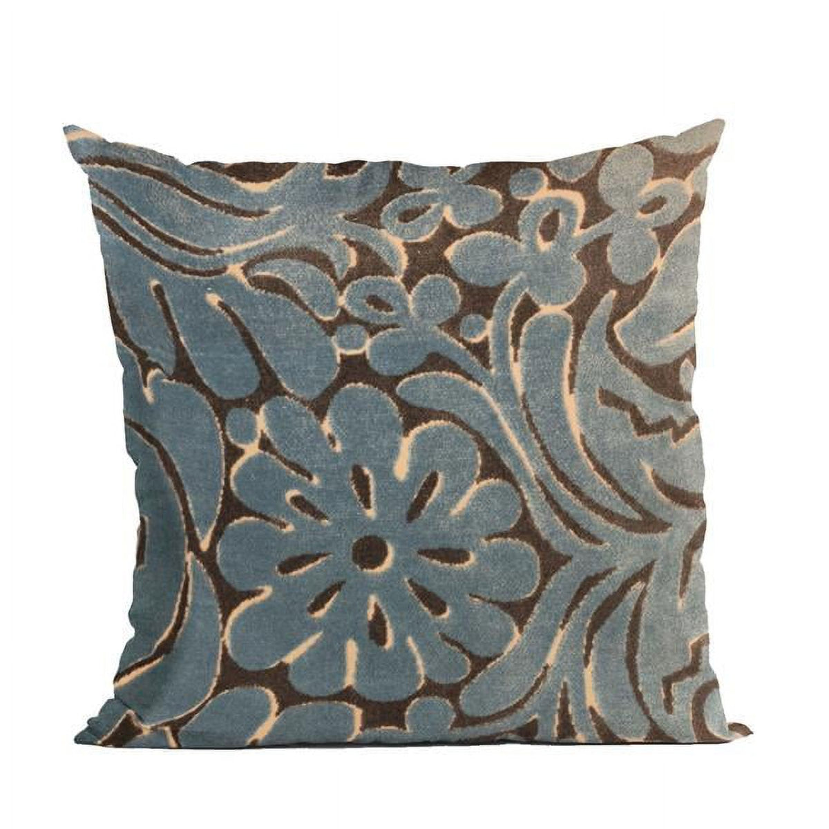 Blue Flower Velvet Paisley Throw Pillow 12 x 20 in. D753