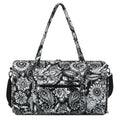 Women Travel Duffle Bag with Shoes Compartment Black White 20 Inch Y52660
