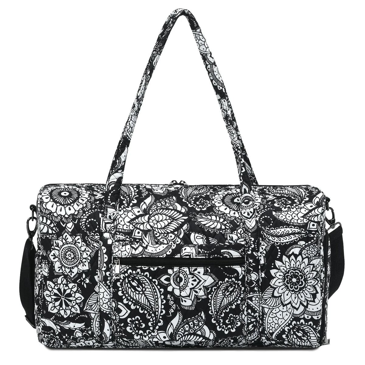Women Travel Duffle Bag with Shoes Compartment Black White 20 Inch Y52660