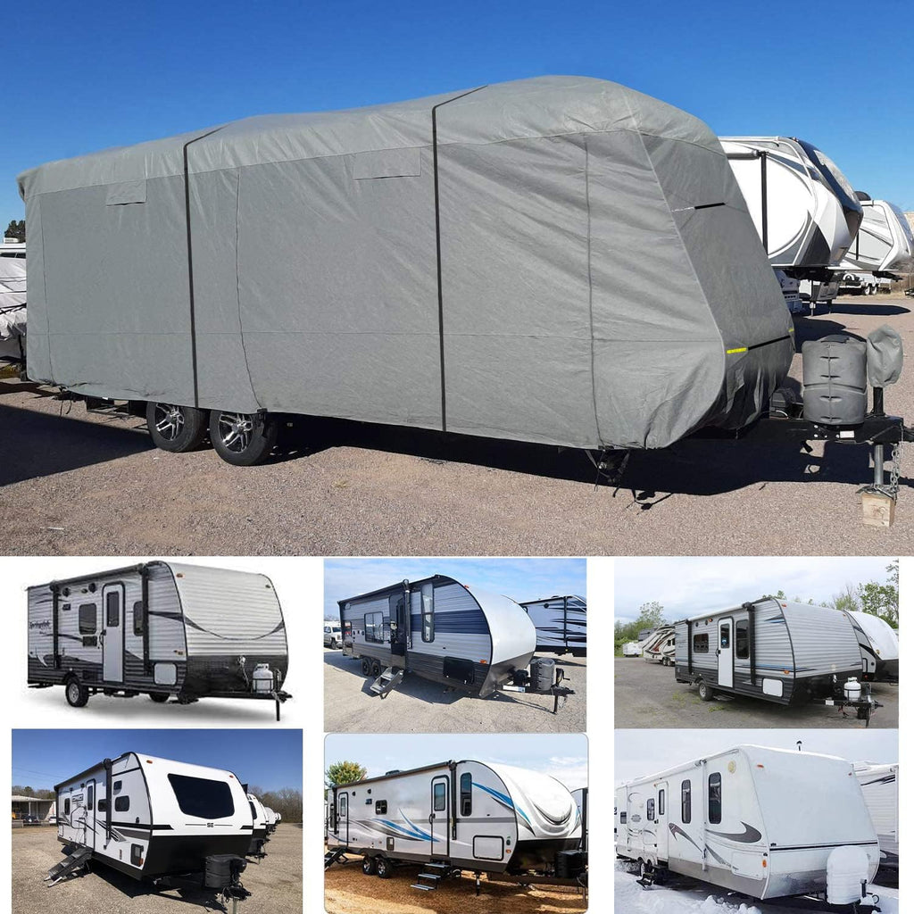 Heavy Duty 6 Layers Windproof Waterproof Camper RV Cover with 4 Tire Covers and 2 Tongue Jack Cover R1534