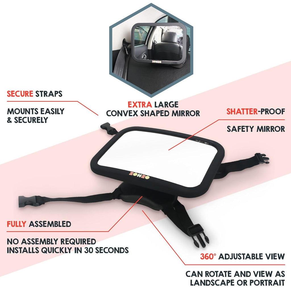 Double Baby Car Bundle - Car Seat Protector Cover, Baby Car Mirror, Kick Mat Organizer J57277