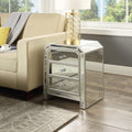 Mirrored Nightstand with 3-Drawers V3382
