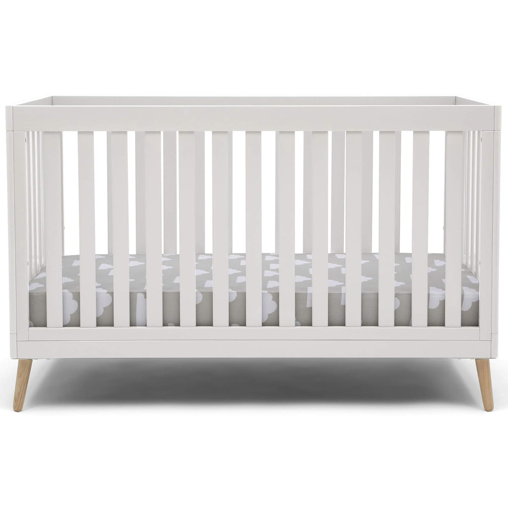 4-in-1 Convertible Baby Crib, Bianca White with Natural Legs X208